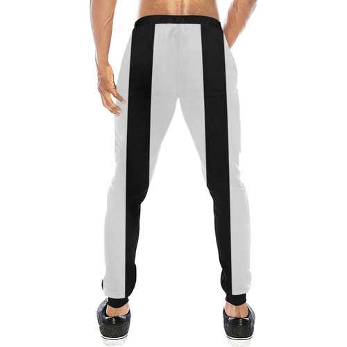 Black & White Stripes Men's All Over Print Sweatpants (Model L11)
