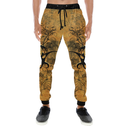 Awesome skull with tribal Men's All Over Print Sweatpants (Model L11)