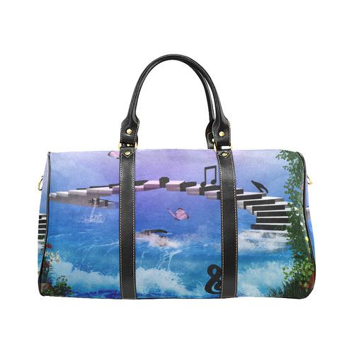 Music, piano on the beach New Waterproof Travel Bag/Large (Model 1639)