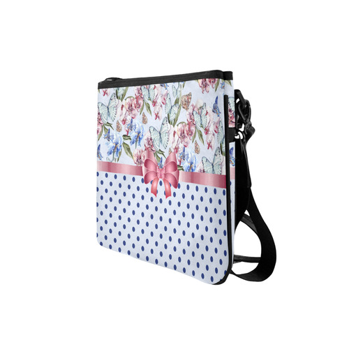 Watercolor Flowers Butterflies Polka Dots Ribbon B Slim Clutch Bag (Model 1668)