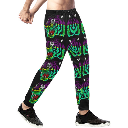 Rainbow Animals - Tiger purple Men's All Over Print Sweatpants (Model L11)