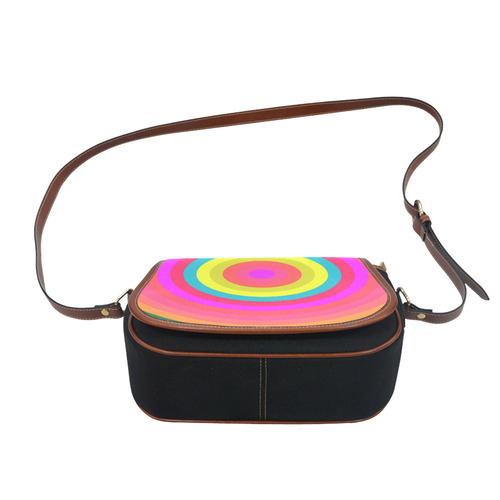 Pink Retro Radial Pattern Saddle Bag/Small (Model 1649)(Flap Customization)