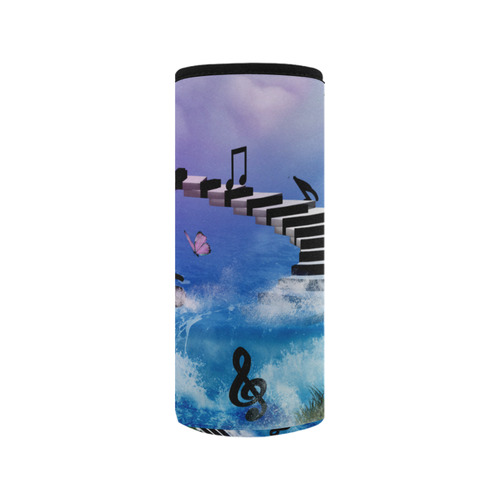 Music, piano on the beach Neoprene Water Bottle Pouch/Medium