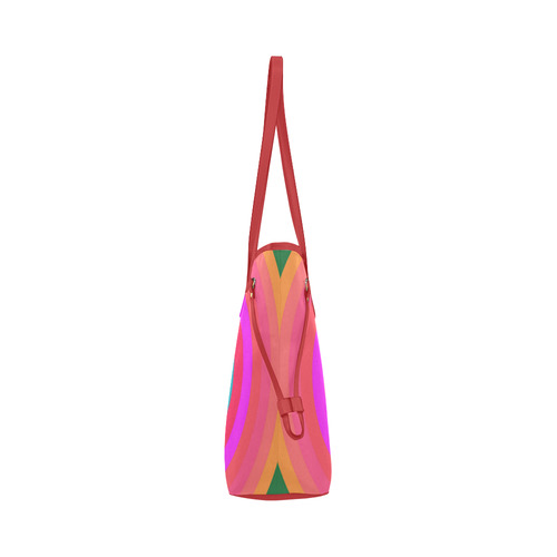 Pink Retro Radial Pattern Clover Canvas Tote Bag (Model 1661)