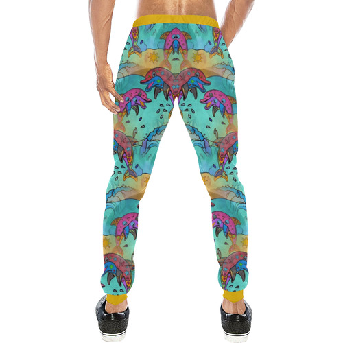 Dolphin Popart by Nico Bielow Men's All Over Print Sweatpants (Model L11)