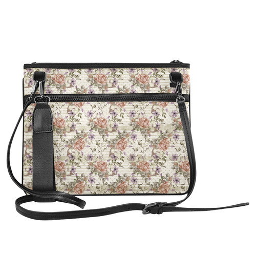 Watercolor Vintage Roses Ribbon Pattern 03 Slim Clutch Bag (Model 1668)