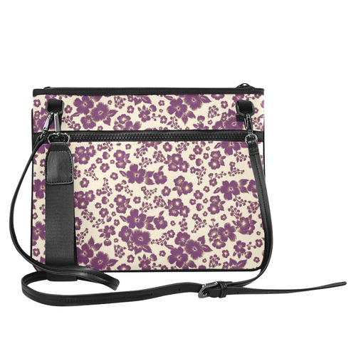 Trendy Flowers Pattern Purple Slim Clutch Bag (Model 1668)
