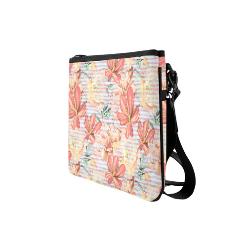 Watercolor Flowers Stripes Wallpaper 02 Slim Clutch Bag (Model 1668)