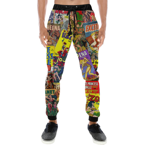 Vintage Comic Collage Men's All Over Print Sweatpants (Model L11)