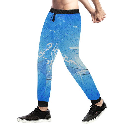 Snowboarder with snowflakes Men's All Over Print Sweatpants (Model L11)