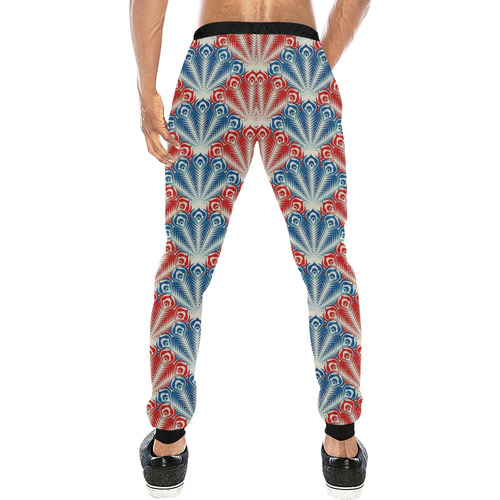 feather pattern, blue red by JamColors Men's All Over Print Sweatpants (Model L11)