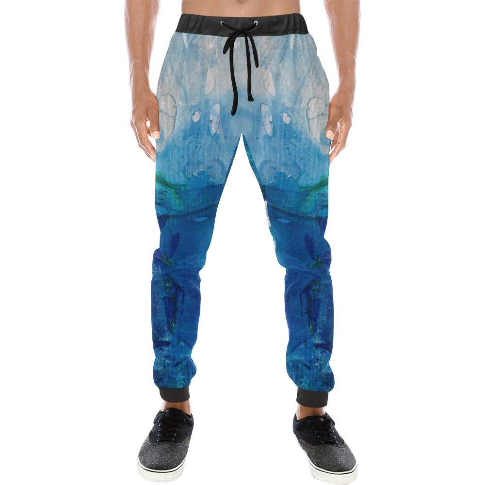 Blue And Green Men's All Over Print Sweatpants (model L11) 