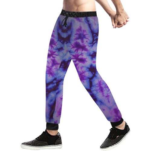 tie dye in blues and purple Men's All Over Print Sweatpants (Model L11)