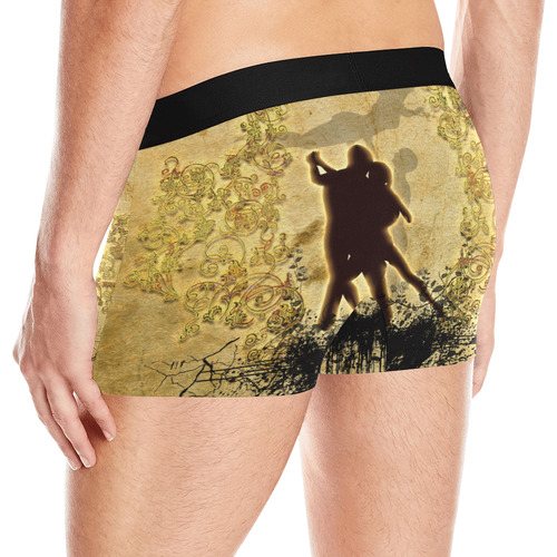 Dancing couple on vintage background Men's All Over Print Boxer Briefs (Model L10)