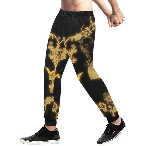 Yellow skull Men's All Over Print Sweatpants (Model L11)