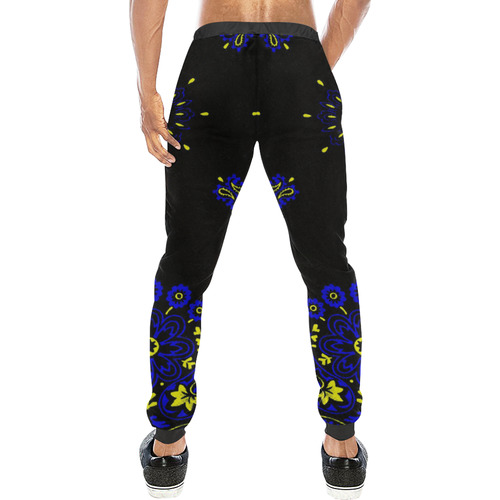 blue yellow bandana version 1 Men's All Over Print Sweatpants (Model L11)