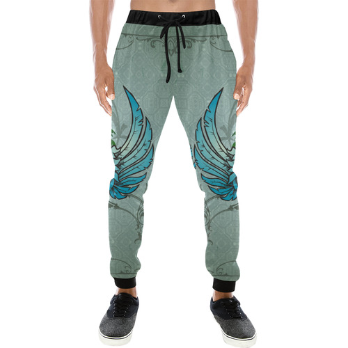 cute parrot with wings and palm