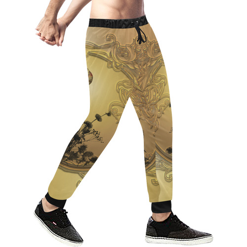 Awesome golden skull Men's All Over Print Sweatpants (Model L11)