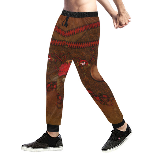 Steampunk heart with roses, valentines Men's All Over Print Sweatpants (Model L11)