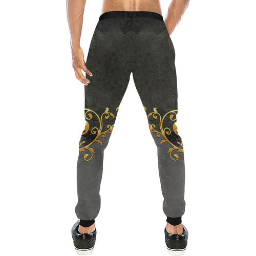Vintage design in grey and gold Men's All Over Print Sweatpants (Model L11)