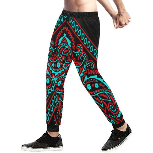 blue and red bandana version 1 Men's All Over Print Sweatpants (Model L11)