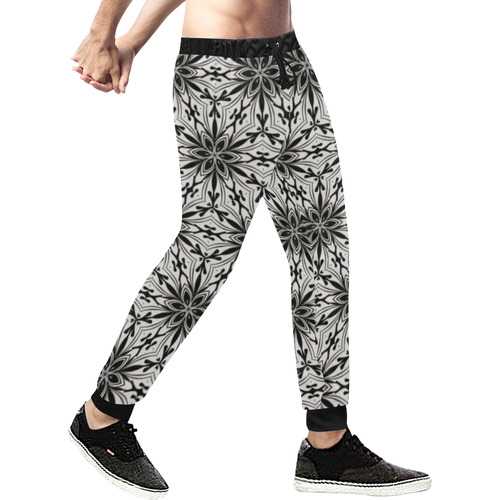 Stunning black and white 17B Men's All Over Print Sweatpants (Model L11)