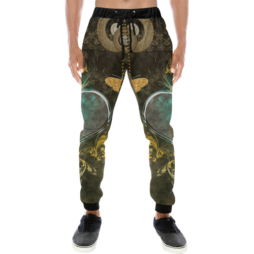 Steampunk, elegant design with heart Men's All Over Print Sweatpants (Model L11)