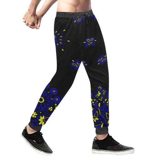 blue yellow bandana version 1 Men's All Over Print Sweatpants (Model L11)