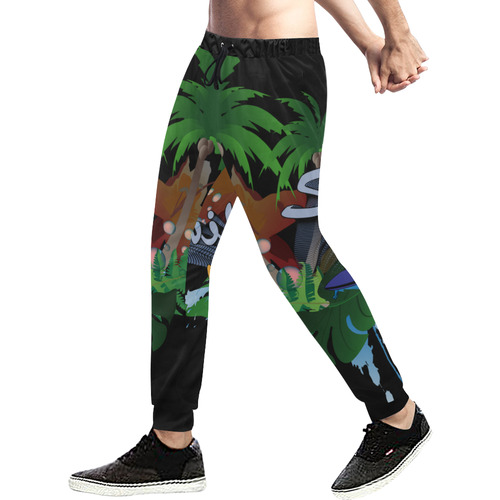 Tropical design with surfboard Men's All Over Print Sweatpants (Model L11)