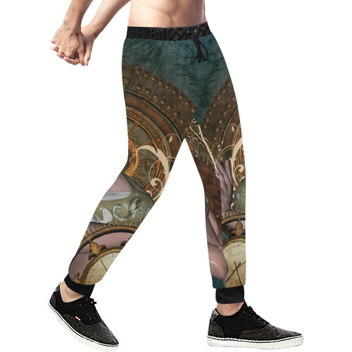 The steampunk lady with awesome eyes, clocks Men's All Over Print Sweatpants (Model L11)