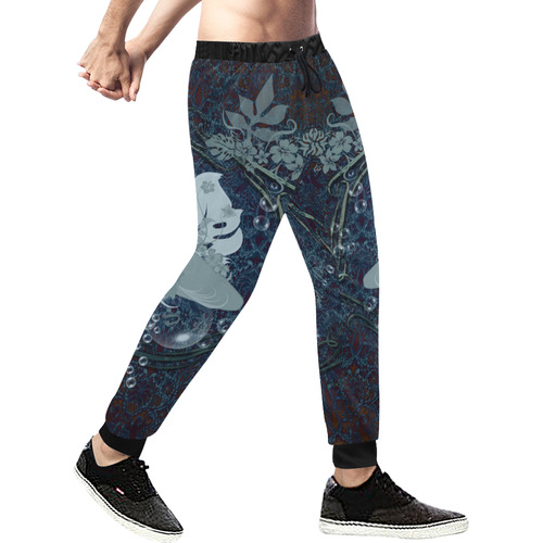 Sport surfboard and flowers Men's All Over Print Sweatpants (Model L11)