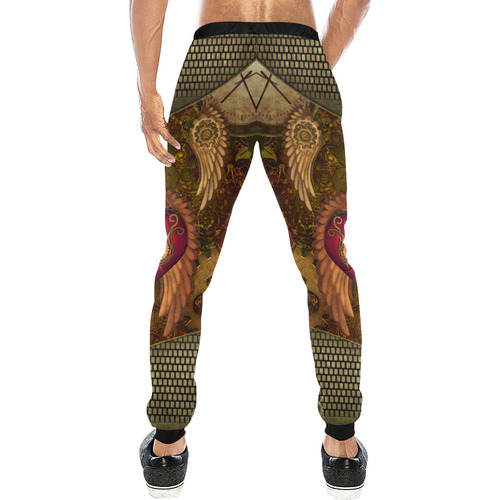 Steampunk, heart with wings Men's All Over Print Sweatpants (Model L11)