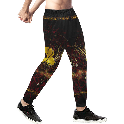 Beautiful flower with leaves Men's All Over Print Sweatpants (Model L11)