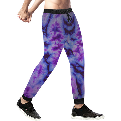 tie dye in blues and purple Men's All Over Print Sweatpants (Model L11)