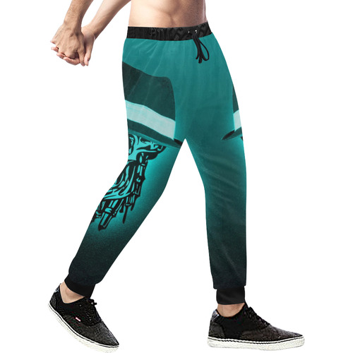 elegant skull with hat,mint Men's All Over Print Sweatpants (Model L11)