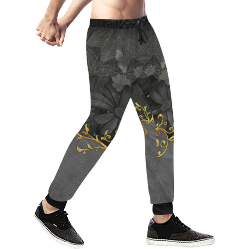 Vintage design in grey and gold Men's All Over Print Sweatpants (Model L11)