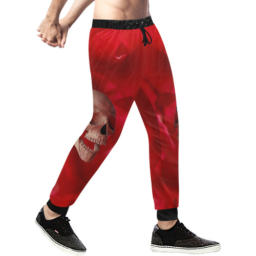 Funny Skul and Red Rose Men's All Over Print Sweatpants (Model L11)