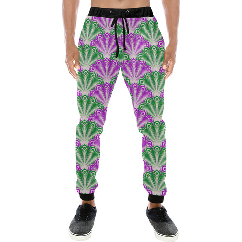 feather pattern, lilac green by JamColors Men's All Over Print Sweatpants (Model L11)