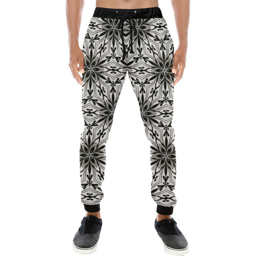 Stunning black and white 17B Men's All Over Print Sweatpants (Model L11)