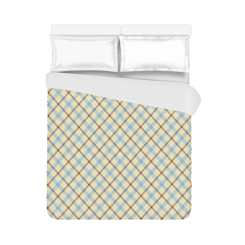 Plain plaid in cream, brown and baby blue Duvet Cover 86"x70" ( All-over-print)