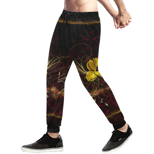 Beautiful flower with leaves Men's All Over Print Sweatpants (Model L11)