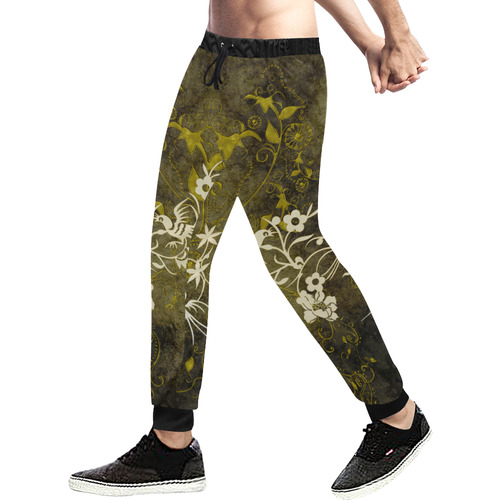 Flowers with birds, tribal Men's All Over Print Sweatpants (Model L11)