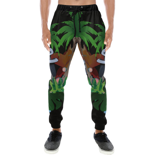Tropical design with surfboard Men's All Over Print Sweatpants (Model L11)