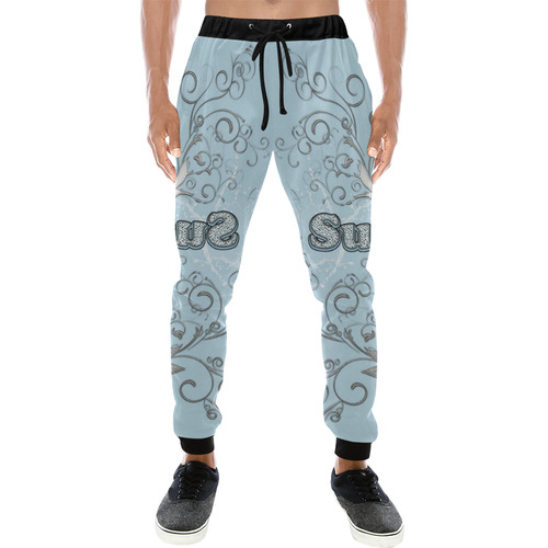 Surfboarder with decorative floral elements Men's All Over Print Sweatpants (Model L11)