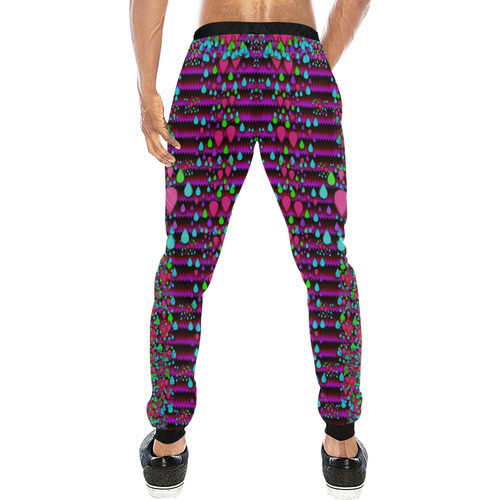 Raining rain and mermaid shells Pop art Men's All Over Print Sweatpants (Model L11)