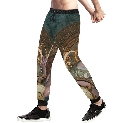 The steampunk lady with awesome eyes, clocks Men's All Over Print Sweatpants (Model L11)