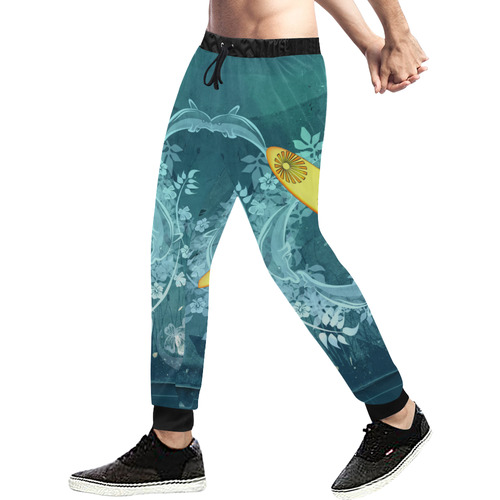 Sport, surfboard with dolphin Men's All Over Print Sweatpants (Model L11)
