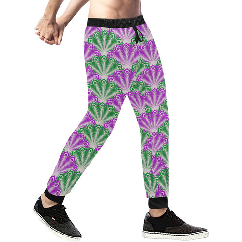 feather pattern, lilac green by JamColors Men's All Over Print Sweatpants (Model L11)