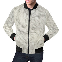 White Fur All Over Print Bomber Jacket for Men (Model H19)