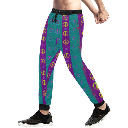 Peace be with us this wonderful year in true love Men's All Over Print Sweatpants (Model L11)